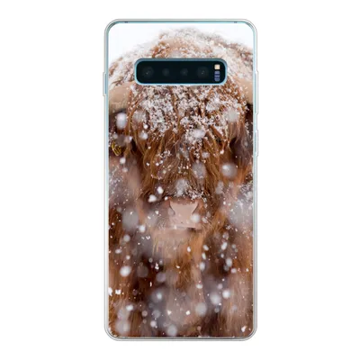 Produktbild von MuchoWow® Handyhülle Schutzhülle Hülle für Samsung Galaxy S10 Lite Schottischer Highlander - Hörner - Schnee Silikon Softcase Handy Hülle - Schutz