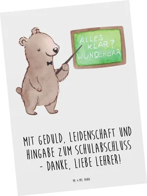 Produktbild von Mr. & Mrs. Panda Postkarte Danke Lehrer - Weiß - Geschenk, inspirieren, sagen, Aufmerksamkeit, Postkarten, Hingabe, Dankeschön, Ansichtskarte, Bedanken, Anerkennung