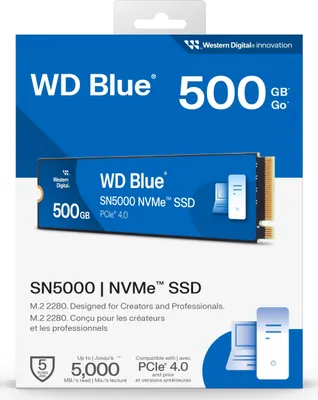 Zdjęcie produktu dla Western Digital Blue SN5000, 500 GB, M.2, 5000 MB/s, 5,5 Gbit/s