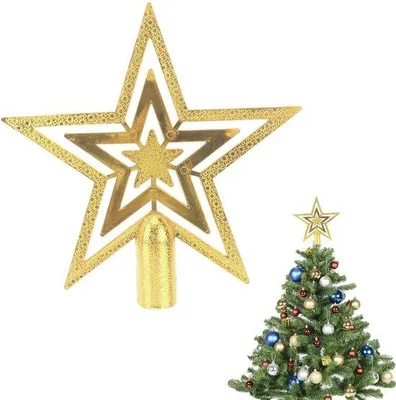 Image de Décorations de Noël - Forme d'étoile - 20 cm, couleur or