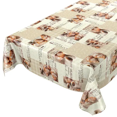 Produktbild von ANRO Kaffee Croissant Expresso Beige 100x140cm Wachstuch Tischdecke