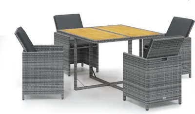 Obrázok produktu pre vidaXL 5-dielna záhradná jedálenská súprava s vankúšmi Poly ratan Grey