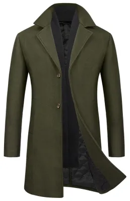 Produktbild von WULFUL Herren Trenchcoat aus Wolle, schmale Passform, Wintermantel, Grün (Army G