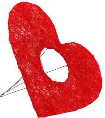 Produktbild von Sisalherzmanschette Rot 15cm - Herzform Blumenhalter Dekoration Set 10St., 10 Stück