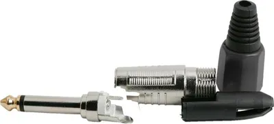 Produktbild von Klinkenstecker 6,3 mm Mono Schwarz - Metall Audio Stecker mit Zugentlastung - 6,3 mm Klinkenstecker - 1 Stück [05127FK].