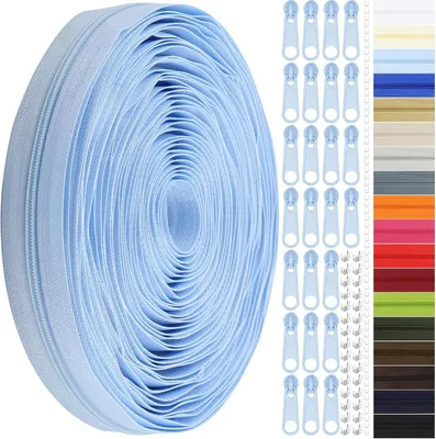 Obrázok produktu pre Nekonečný zips 9 m, 3 mm a 5 mm, svetlomodrá, pre oblečenie