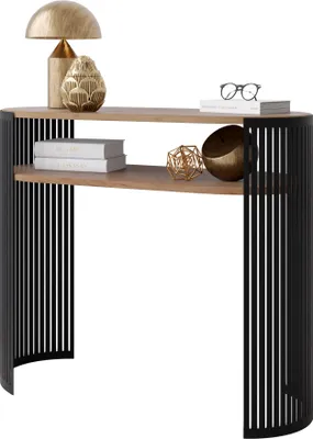 Produktbild von MIRJAN24 Konsolentisch Fikoli, Rahmen aus Stahl (Farbe: Schwarz / Eiche Craft Gold)