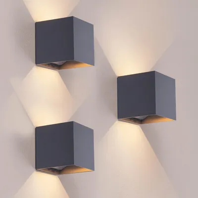 Produktbild von Ledvion 3er Set Wandlampe Innen/Aussen sensor Akku IP44 Anthrazit Warmweiß