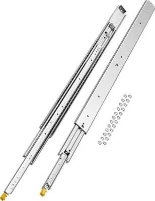 Obrázok produktu pre VEVOR 1 pár zásuvkových výsuvov s plným vysunutím 1219 mm, nosnosť 226 kg, zásuvkové výsuvy, dvojité blokovanie, bočné teleskopické výsuvy pre police, skrine, priemyselné zásuvky