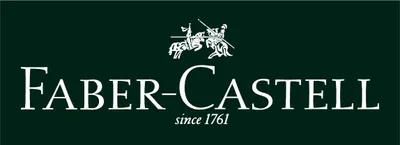 The Faber-Castell logo and brand name are displayed prominently on a dark green background, along with the founding year.