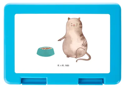 Produktbild von Mr. & Mrs. Panda Bentobox Katze Fressen - Weiß - Geschenk, Bento Box, Essensbox, Snackbox, Lunchbox, Lebensmittel Aufbewahrungsbox