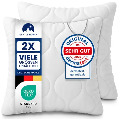 Produktbild von 2er Set Kissen (40x40 cm) - Dekokissen für Bett und als Zierkissen - Mit Reißverschluss - Sofakissen für Couch und Sofa - Waschbar bis 60° - weiß
