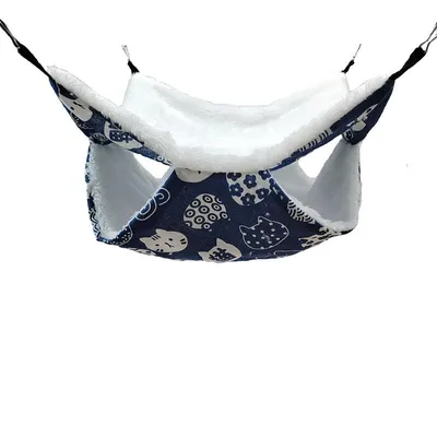 Produktbild von Heikoeco® Hamster Hängematte, Atmungsaktiv, Weich und Warm, Gute Tragfähigkeit, Einfache Reinigung, Doppelschicht-Design,Blau