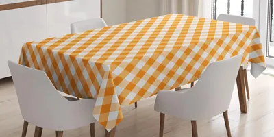 Obrázek produktu pro ABAKUHAUS Oranžovo-bílá ubrus, staromódní piknikový vzor, kostkovaný retro a geometrický, 140 x 240 cm, oranžová a bílá