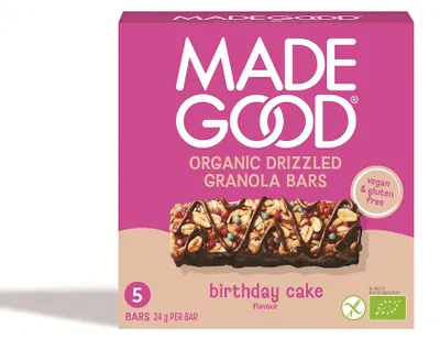 Zdjęcie produktu dla BATONIKI GRANOLA CRUNCHY SMAK TORT URODZINOWY BEZGLUTENOWE(5 x 24 g) 120 g - MADEGOOD