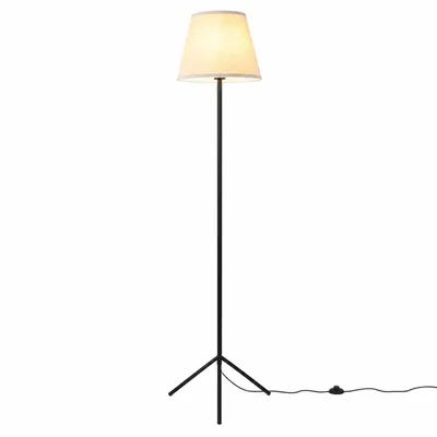 Produktbild von COSTWAY Stehlampe 163cm mit Stoffschirm, Stehleuchte mit Dreifuß-Metallgestell & Fußschalter, Standleuchte E27, Leselampe Bodenlampe modern