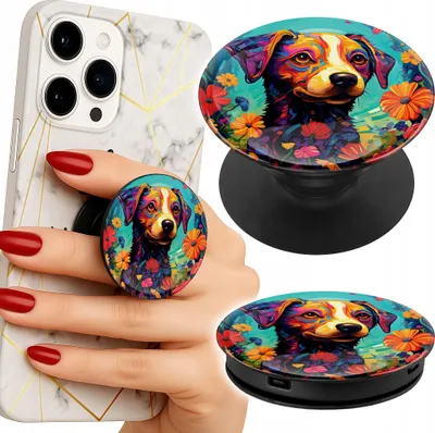 Produktbild von Handyhalterung Popsocket für den Finger / Ständer - Bunte Designs mit Hundemotiven