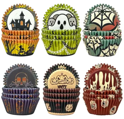 Produktbild von TRANKIELO® - 300 Standard-Muffin-Formen - 6 verschiedene Designs - hitzebeständig, wiederverwendbar, ofenfest