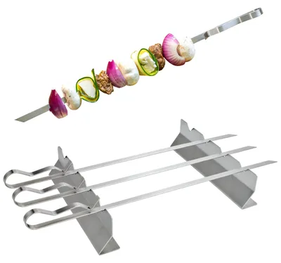Produktbild von bremermann Grillspieße 4er-Set mit 2 Ablage-Gestellen, Grillspießhalter