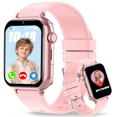 Obrázek produktu pro Chytré hodinky pro děti s GPS, videohovory, SOS funkcí a skupinovým chatem pro rodinu, růžové barvy