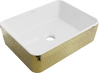 Produktbild von Mexen Catia Aufsatzwaschbecken 48 x 38 cm, weiß/goldenes Schuppenmuster - 21314808