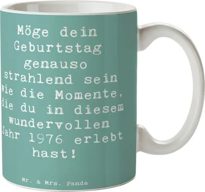 Produktbild von Mr. & Mrs. Panda Kaffeetasse Spruch 1976 Geburtstag - Meeresbrise - Geschenk, Teetasse, Geburtstagsgeschenk, unvergessliche Erlebnisse, Glückwunsch, Happy Birthday, Tasse