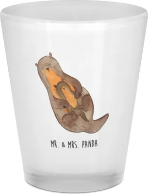 Produktbild von Mr. & Mrs. Panda Schnapsglas Otter Kind - Transparent - Geschenk, Shotglas, Tochter, Mutter, Stamper, Seeotter, Likörglas, Pinnchen, Baby, Likör Glas, Familie