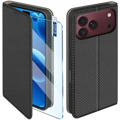 Produktbild von Klapphülle für iPhone 17 Pro | 18 Pro – verschließbare schwarze Hülle + 9H-Glas