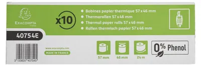 Produktbild von Exacompta 30x Thermorolle 1-lagig 55g/m2 57x46mx12 - Weiß - 40754E
