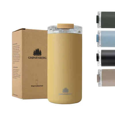 Produktbild von Groenenberg Thermobecher 473ml, mustard | Kaffeebecher to go 100% Auslaufsicher | Hält mind. 4 h heiß | Coffee to go Becher aus recyceltem Edelstahl