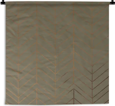 Produktbild von MuchoWow® Wandteppich Wandbehang Linie - Gold - Muster 150x150 cm Tapisserie Dekoration Wandtuch - Wohnaccessoires - Modernes
