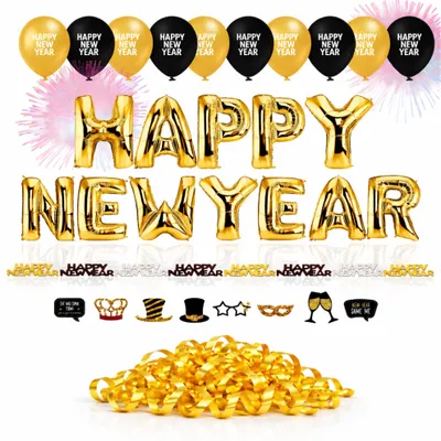 Silvester-Dekorationsset 2026 – Ballon, Luftschlangen, Konfetti