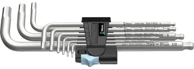Productafbeelding van Wera 3950/9 Hex-Plus roestvrijstalen gereedschapset, metrisch, voor professioneel gebruik.