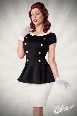 Produktbild von Kleid mit Bubikragen, schwarz/weiß, 3XL