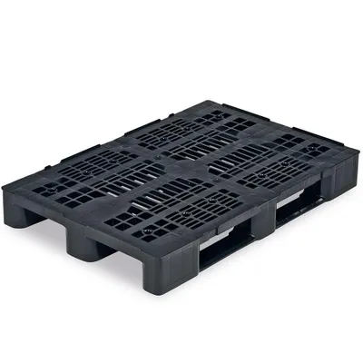 Produktbild von Kunststoffpalette mit Rand 1200x800x148 mm, 3 Kufen, durchbrochen, 11,8 kg, PE-RE