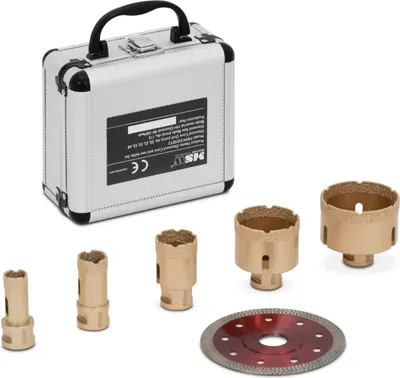 Obrázek produktu pro Expondo MSW sada diamantových vrtáků – pro úhlové brusky – 20 / 25 / 35 / 55 / 68 mm – diamantový řezací kotouč 115 mm