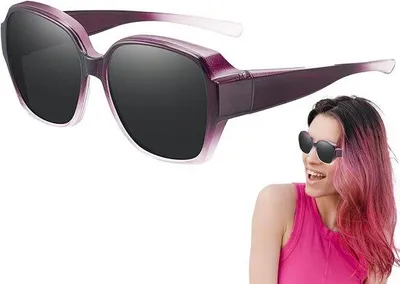 Productafbeelding van Zonnebril over bril - Gepolariseerde bril - Veilig autorijden - UV-bescherming - 61 mm lensbreedte - Zwart