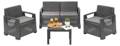 Produktbild von Dmora Garten-Lounge Set Mioglia Anthrazit, 4-Sitzer mit Tisch