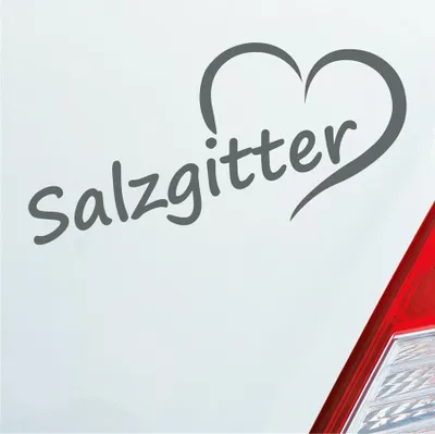 Produktbild von Auto Aufkleber Salzgitter Herz Stadt City Liebe Love 17,5x8 cm Grau Sticker Heckscheibenaufkleber