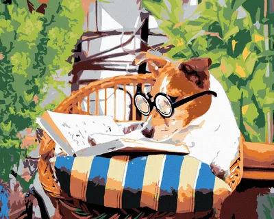 Produktbild von Zuty - Malen nach Zahlen - HUND MIT BUCH, 40x50 cm, ohne Keilrahmen