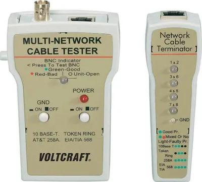 Image de Voltcraft® CT-1 Testeur de câble réseau BNC, RJ-45, 10Base-T (UTP/STP), AT&T 258A, TIA 586A/B, Toke (CT-1)