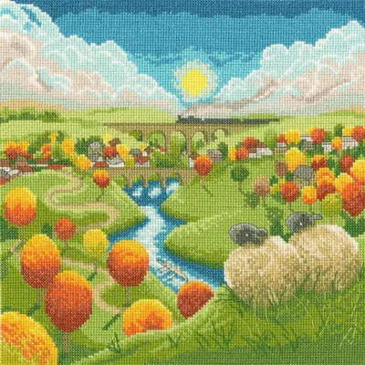 Image de Bothy Threads, kit de broderie au point de croix "Observer le monde", modèle à points comptés, tissu Aida 14, dimensions 26x26 cm