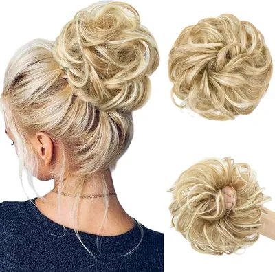 Produktbild von Synthetisches Kunsthaar Haarknoten Dutt Haarteil Gewellt Naturblond
