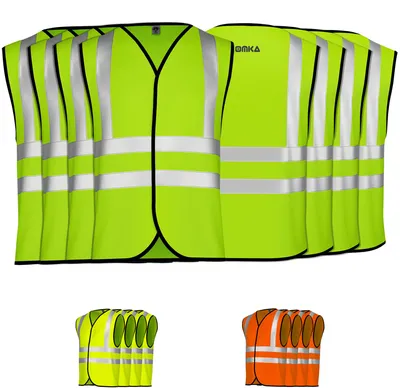 Produktbild von 4x Warnweste Sicherheitsweste Auto Sicherheitswarnweste Pannenweste, Farbe:Neon Grün, Größe:2XL