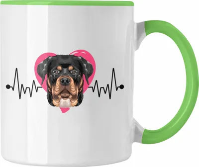 Produktbild von Trendation - Rottweiler Besitzer Tasse Geschenk Lustiger Spruch Geschenkidee Herzschlag Rottweiler (Grün)