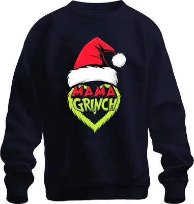 Produktbild von Mama Grinch Weihnachten Weihnachtsmütze Grinch Herz Lustig Mutter Uni Sweatshirt Pullover, Navy, S