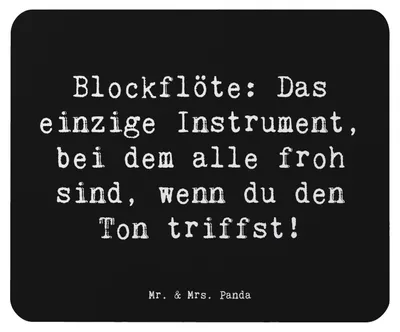 Produktbild von Mr. & Mrs. Panda Mouse Pad Spruch Blockflöte Freude - Schwarz - Geschenk, Altblockflöte, Lernkurve, Musik, Bassblockflöte, Instrument, computer mauspad, Musikinstrument