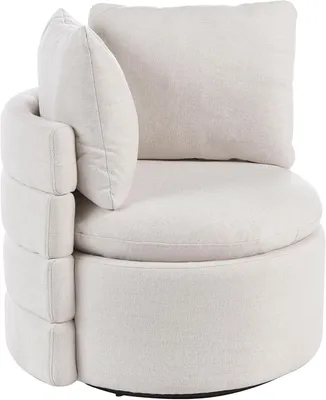 Produktbild von Sessel Stoff cremeweiß gepolstert mit Drehfunktion Stauraum modern Randers