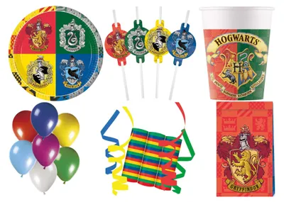 Produktbild von 158-tlg. Set Kindergeburtstag Party Feier Fete Deko Motto Harry Potter Hogwarts Houses