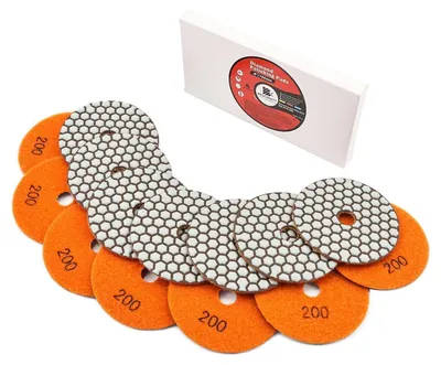 Obrázok produktu pre Diamantové leštiace kotúče, 7 kusov, priemer 100 mm, zrniteľnosť 200, vhodné na leštenie granitu, mramoru a umelého kameňa